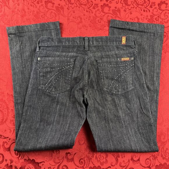 7 For All Mankind Dojo Jeans Womens 29 30x30" Flare Wide Leg Embellished Western - Picture 1 of 13